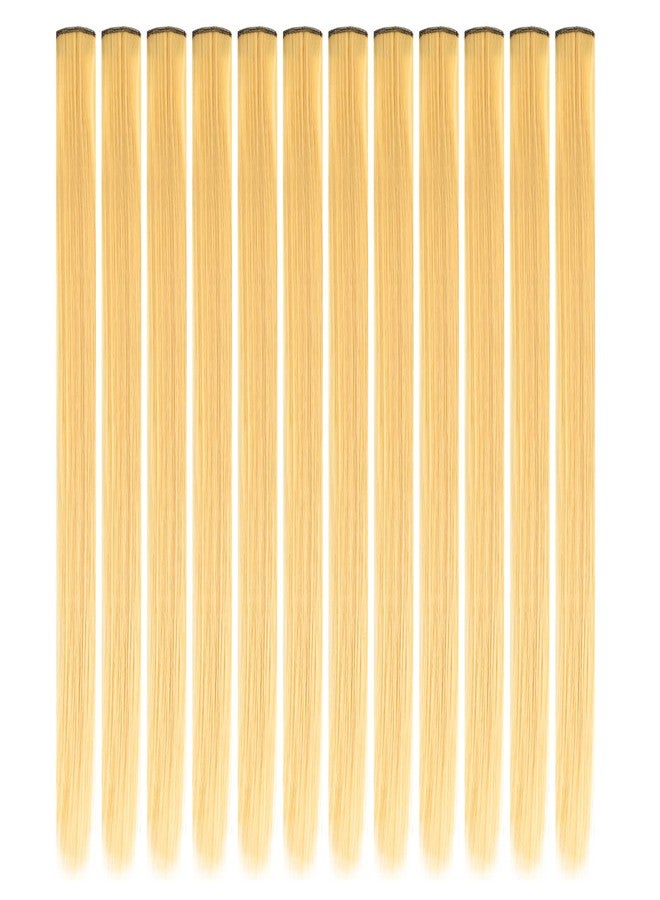 YaFex 12 Pcs Clip in Hair Extensions, 22 Inch Colored Hair Extensions Party Highlights Long Straight Synthetic Hairpieces for Women (Off White) - Image 2